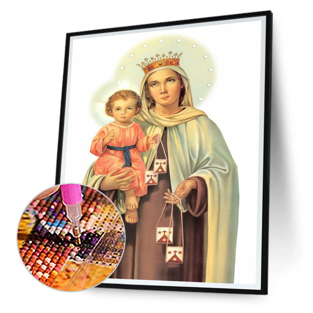 Religion Virgin Jesus - Full Round Drill Diamond Painting 30*40CM