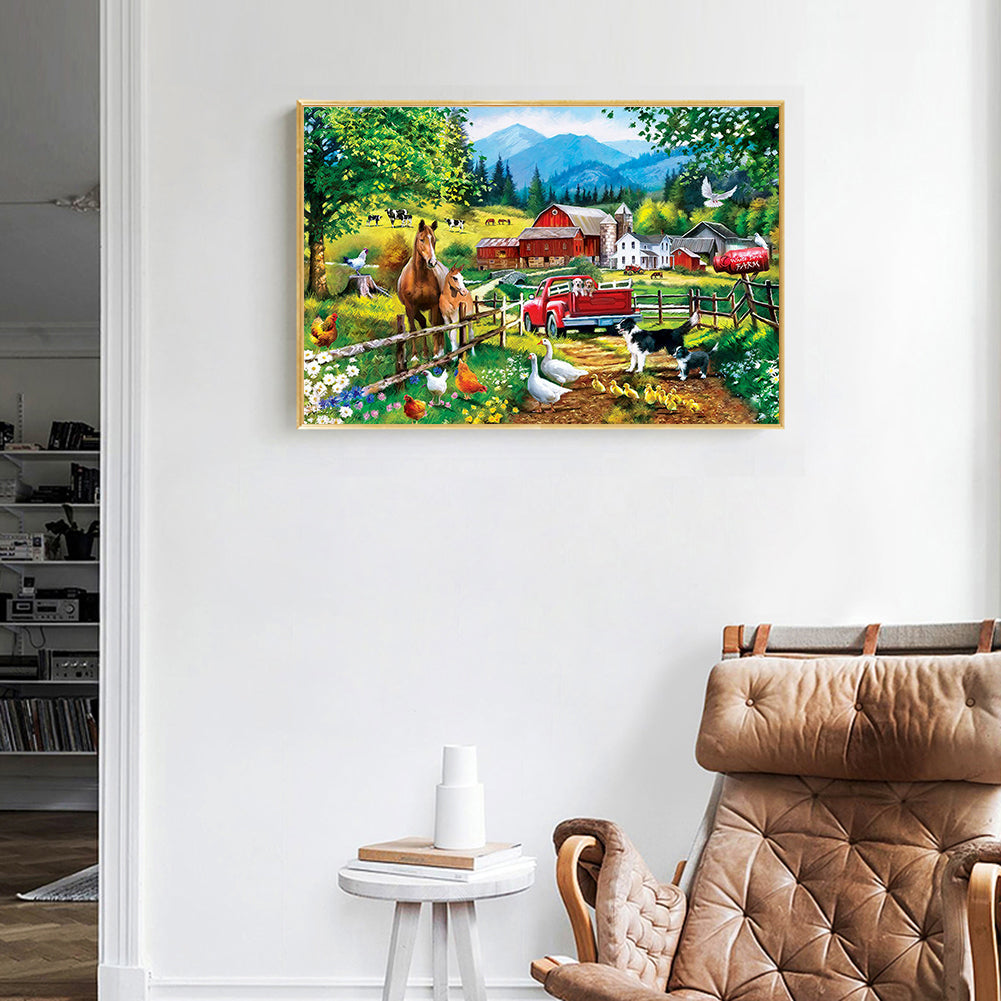 Farm Animals 50*40CM(Canvas) Full Round Drill Diamond Painting