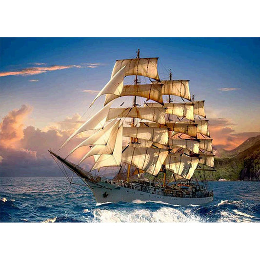 Sailing Boat - Full Round Drill Diamond Painting 50*40CM