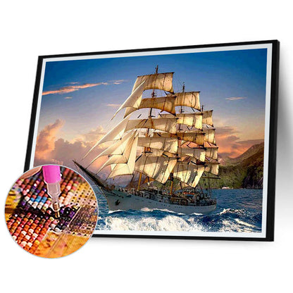 Sailing Boat - Full Round Drill Diamond Painting 50*40CM