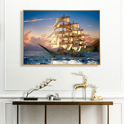 Sailing Boat - Full Round Drill Diamond Painting 50*40CM