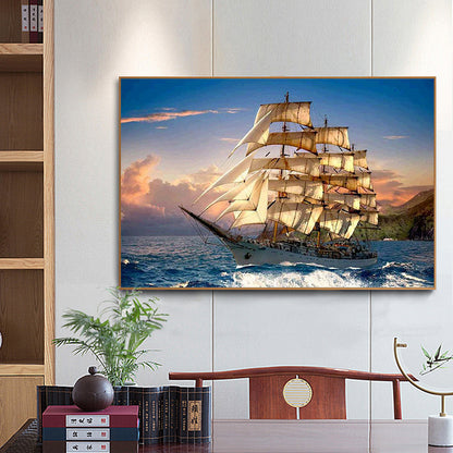 Sailing Boat - Full Round Drill Diamond Painting 50*40CM