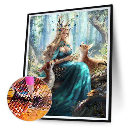 Forest Elk Goddess 40*50CM(Canvas) Full Round Drill Diamond Painting