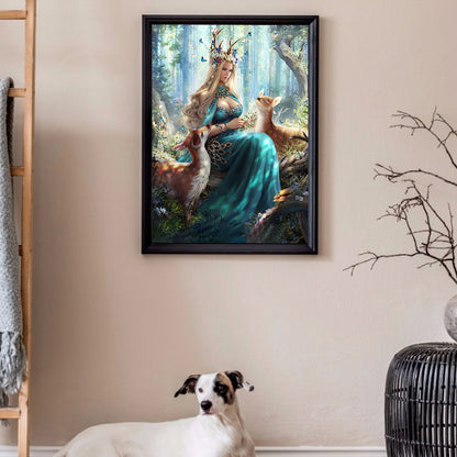 Forest Elk Goddess - Full Round Drill Diamond Painting 40*50CM