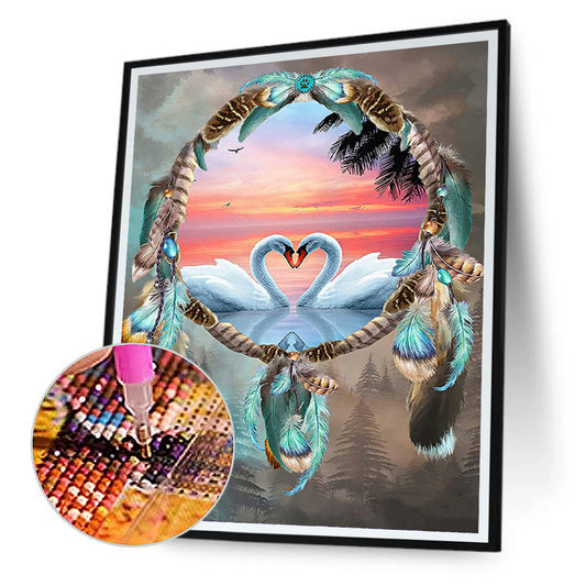 Swan Dream Catcher - Full Square Drill Diamond Painting 40*50CM
