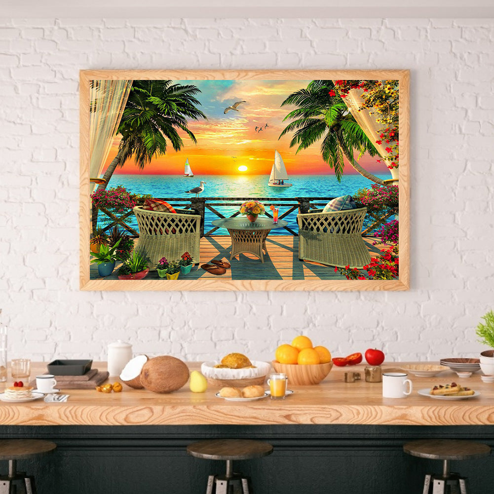 Sunset Seaside - Full Square Drill Diamond Painting 50*40CM