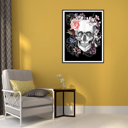Flower Skull - Full Round Drill Diamond Painting 30*40CM