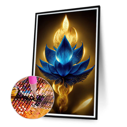 Blue Lotus - Full Round Drill Diamond Painting 40*70CM