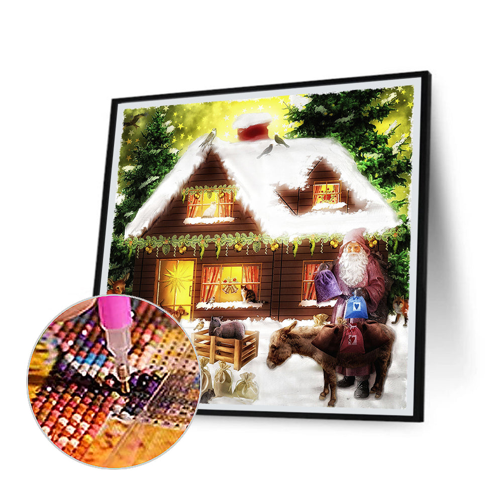 Snow Christmas Hut - Full Round Drill Diamond Painting 40*40CM