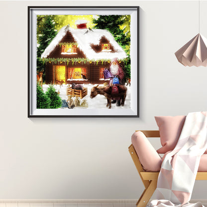 Snow Christmas Cabin - Full Round Drill Diamond Painting 40*40CM