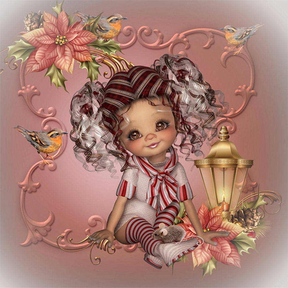 Cartoon Big Eyes Girl - Full Round Drill Diamond Painting 40*40CM