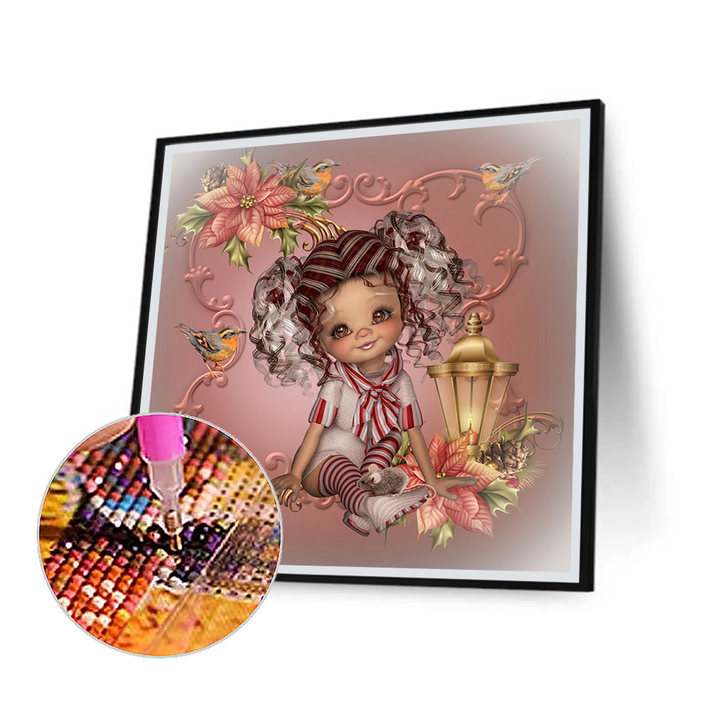 Cartoon Big Eyes Girl - Full Round Drill Diamond Painting 40*40CM