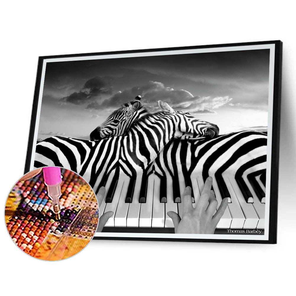 Piano Zebra - Full Round Drill Diamond Painting 40*30CM