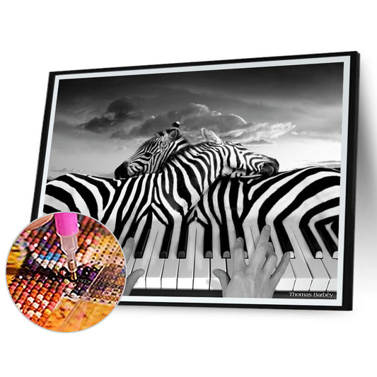 Piano Zebra - Full Round Drill Diamond Painting 40*30CM
