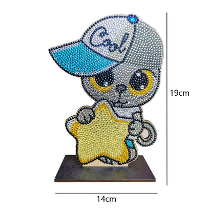 DIY Diamonds Painting Decorations Single Side Drill Cartoon Wooden for Kids Gift