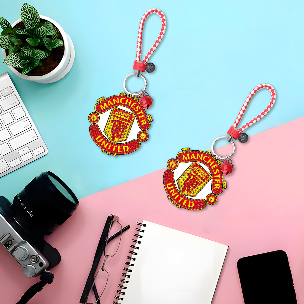 DIY Diamonds Painting Keychain Football Club Badge Round Drill Art Crafts Decor