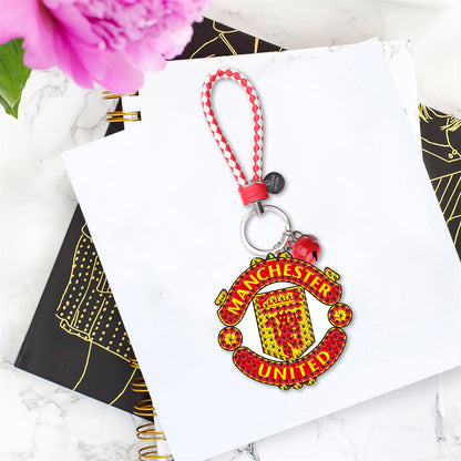 DIY Diamonds Painting Keychain Football Club Badge Round Drill Art Crafts Decor