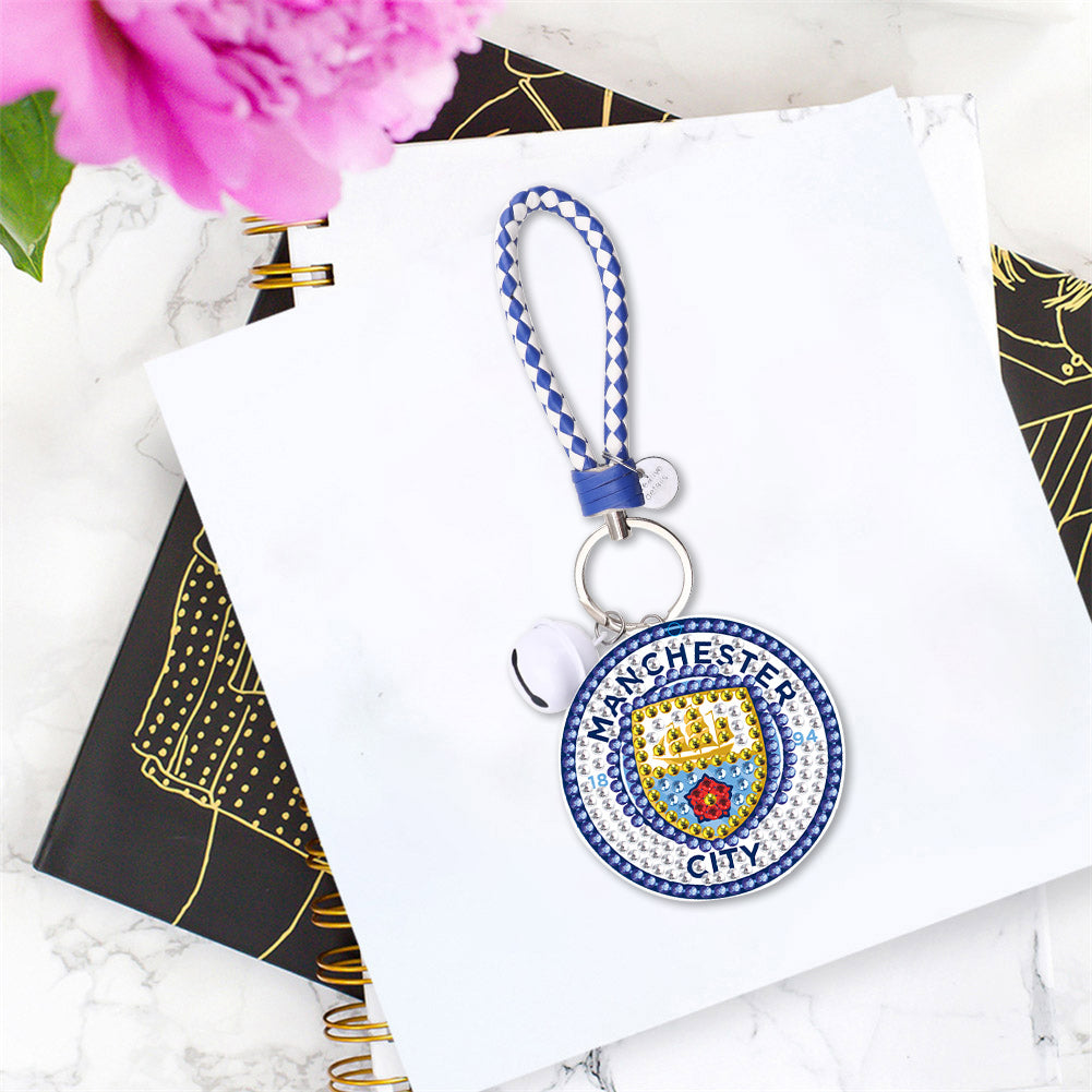 DIY Diamonds Painting Keychain Football Club Badge Round Drill Art Crafts Decor