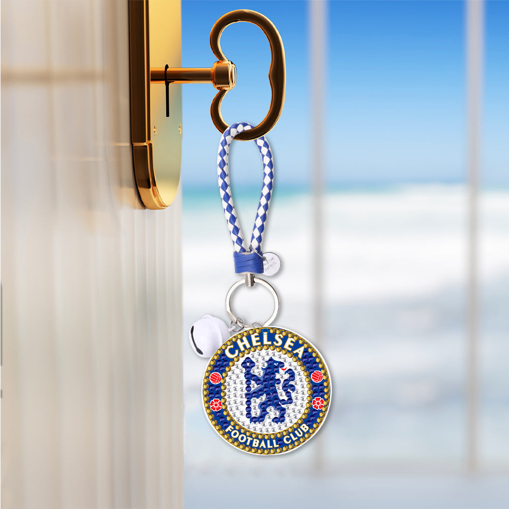 DIY Diamonds Painting Keychain Football Club Badge Round Drill Art Crafts Decor