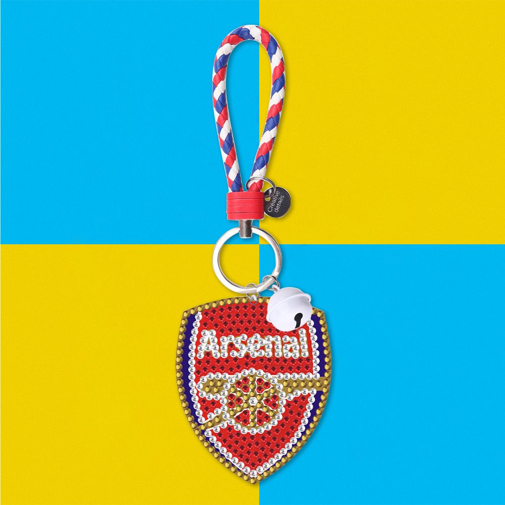 DIY Diamonds Painting Keychain Football Club Badge Round Drill Art Crafts Decor