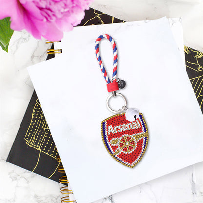 DIY Diamonds Painting Keychain Football Club Badge Round Drill Art Crafts Decor