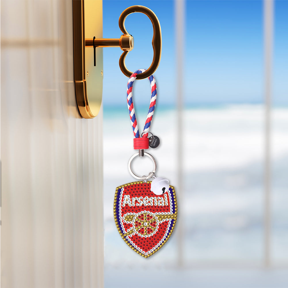 DIY Diamonds Painting Keychain Football Club Badge Round Drill Art Crafts Decor