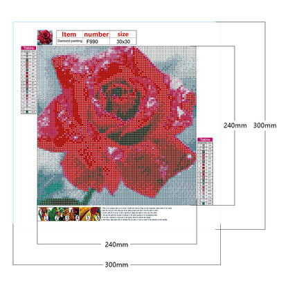 Water Drop Rose - Full Square Drill Diamond Painting 30*30CM