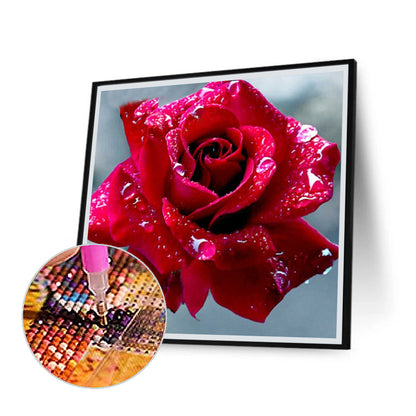 Water Drop Rose - Full Square Drill Diamond Painting 30*30CM