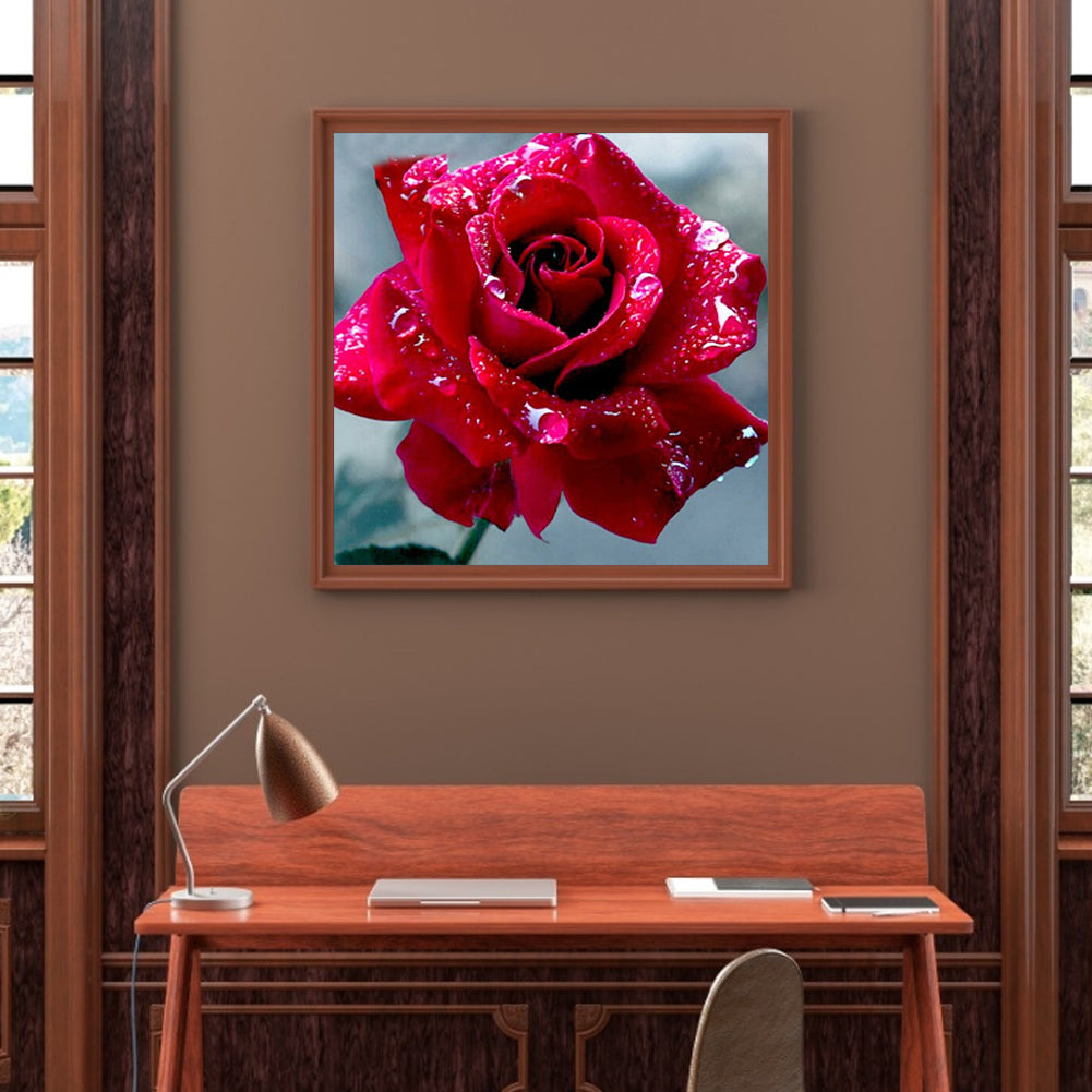 Water Drop Rose 30*30CM(Canvas) Full Square Drill Diamond Painting