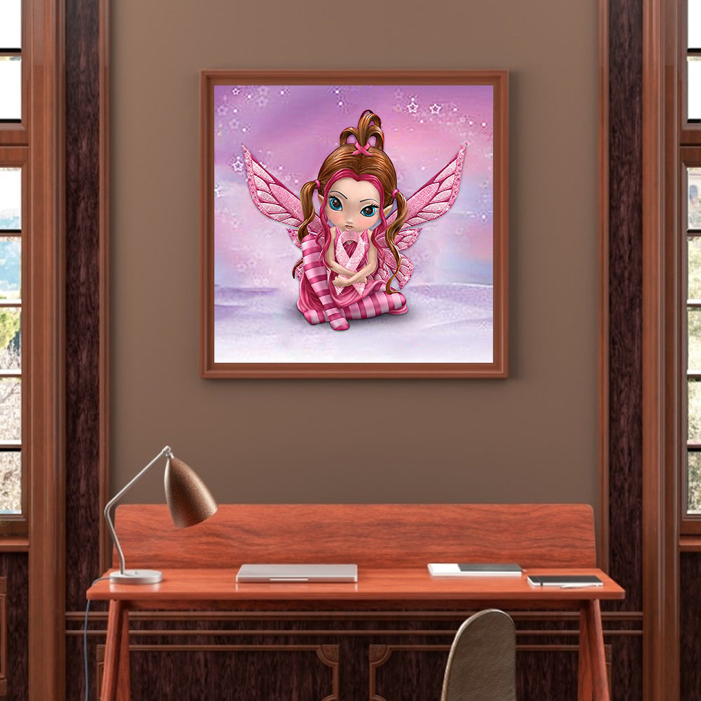 Pink Big Eyes Doll 30*30CM(Canvas) Full Square Drill Diamond Painting
