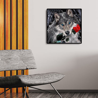 Wolf Biting A Rose 30*30CM(Canvas) Full Square Drill Diamond Painting