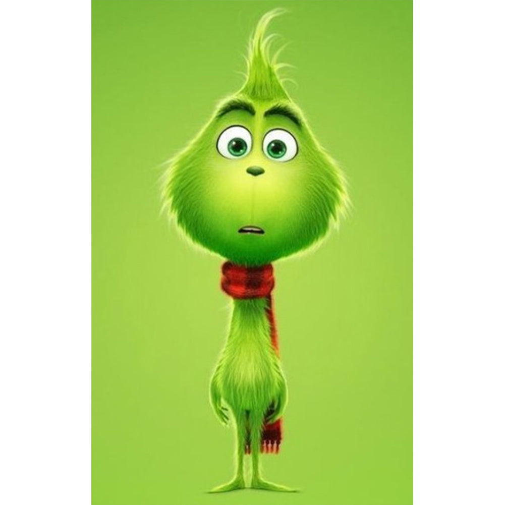 Green Hairy Monster 20*30CM(Canvas) Full Round Drill Diamond Painting