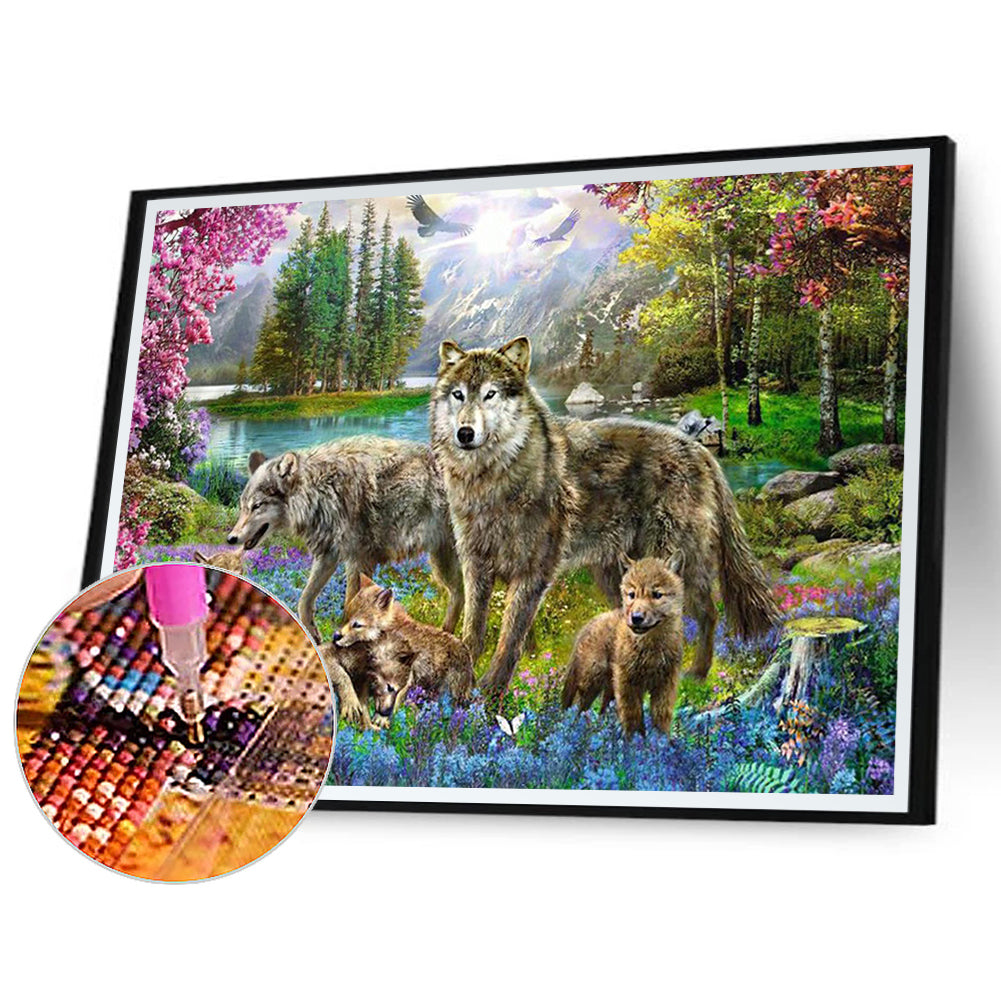 Wolf 40*30CM(Canvas) Full Round Drill Diamond Painting