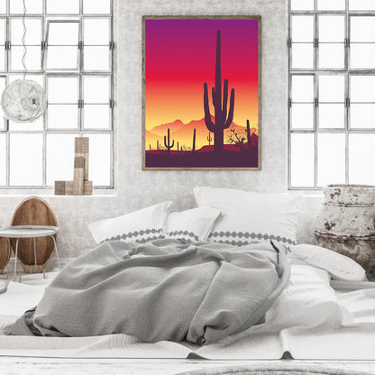 Evening Cactus - Full Round Drill Diamond Painting 30*40CM