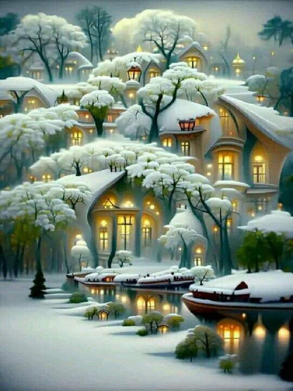 Winter Manor - Full Round Drill Diamond Painting 45*70CM