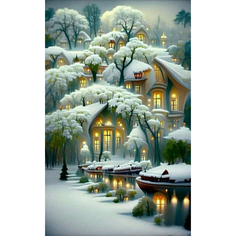 Winter Manor - Full Round Drill Diamond Painting 45*70CM