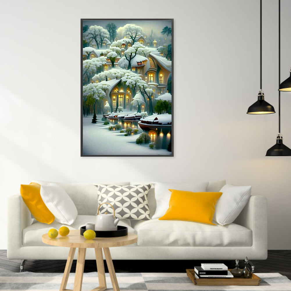 Winter Manor - Full Round Drill Diamond Painting 45*70CM