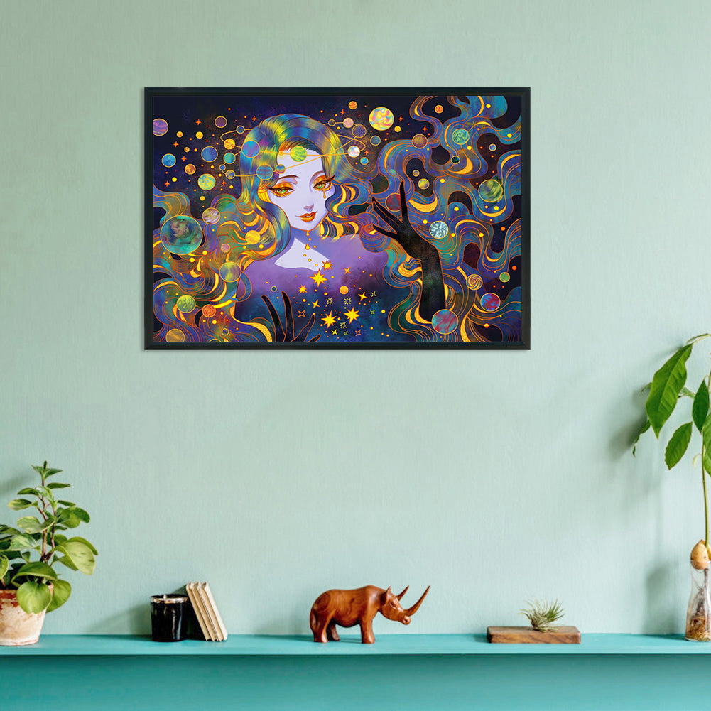 Fluorescent Girl - Full Round Drill Diamond Painting 60*40CM