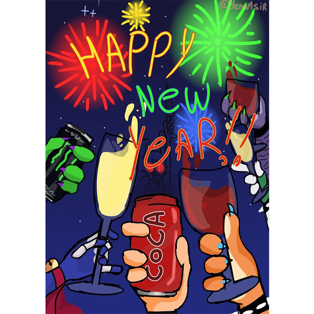 Celebrate New Year 30*40CM(Canvas) Full Round Drill Diamond Painting