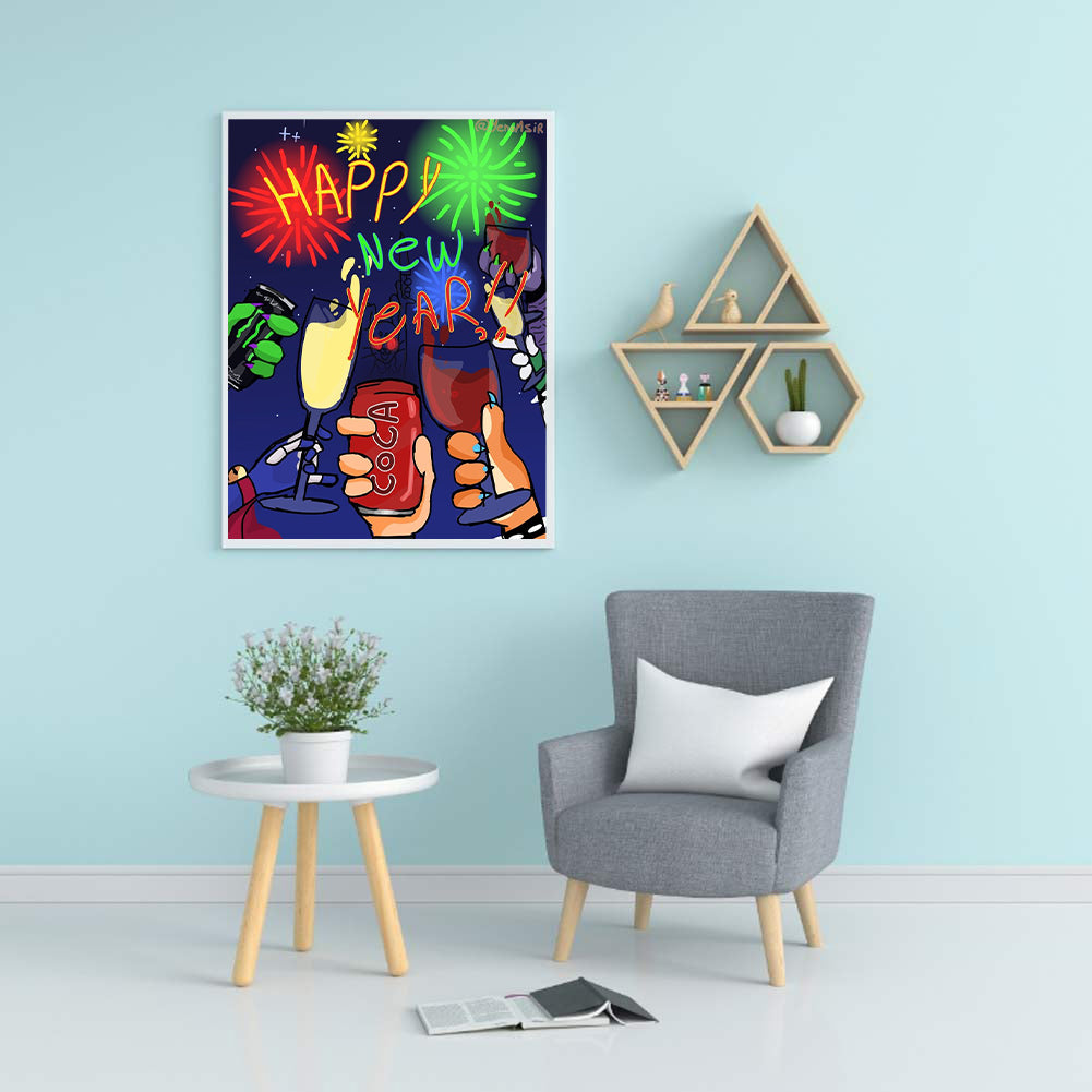 Celebrate New Year 30*40CM(Canvas) Full Round Drill Diamond Painting