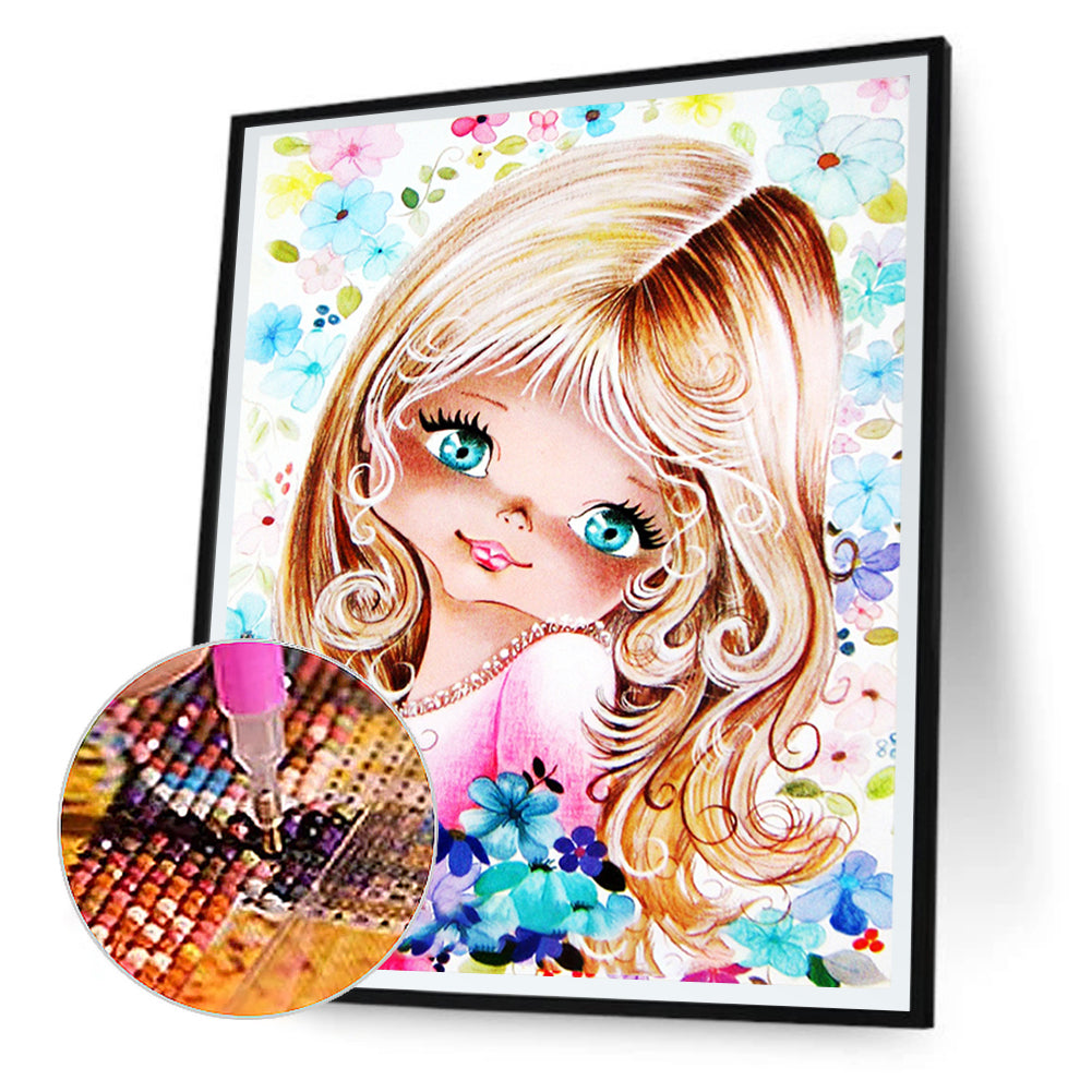 Cartoon Little Girl - Full Round Drill Diamond Painting 30*40CM