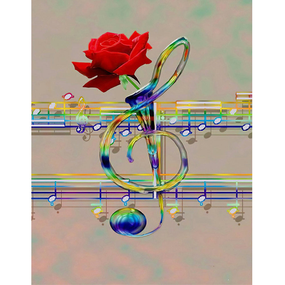 Music Rose - Full Round Drill Diamond Painting 40*50CM