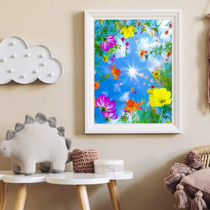 Flowers Blue Sky 30*40CM(Canvas) Full Round Drill Diamond Painting