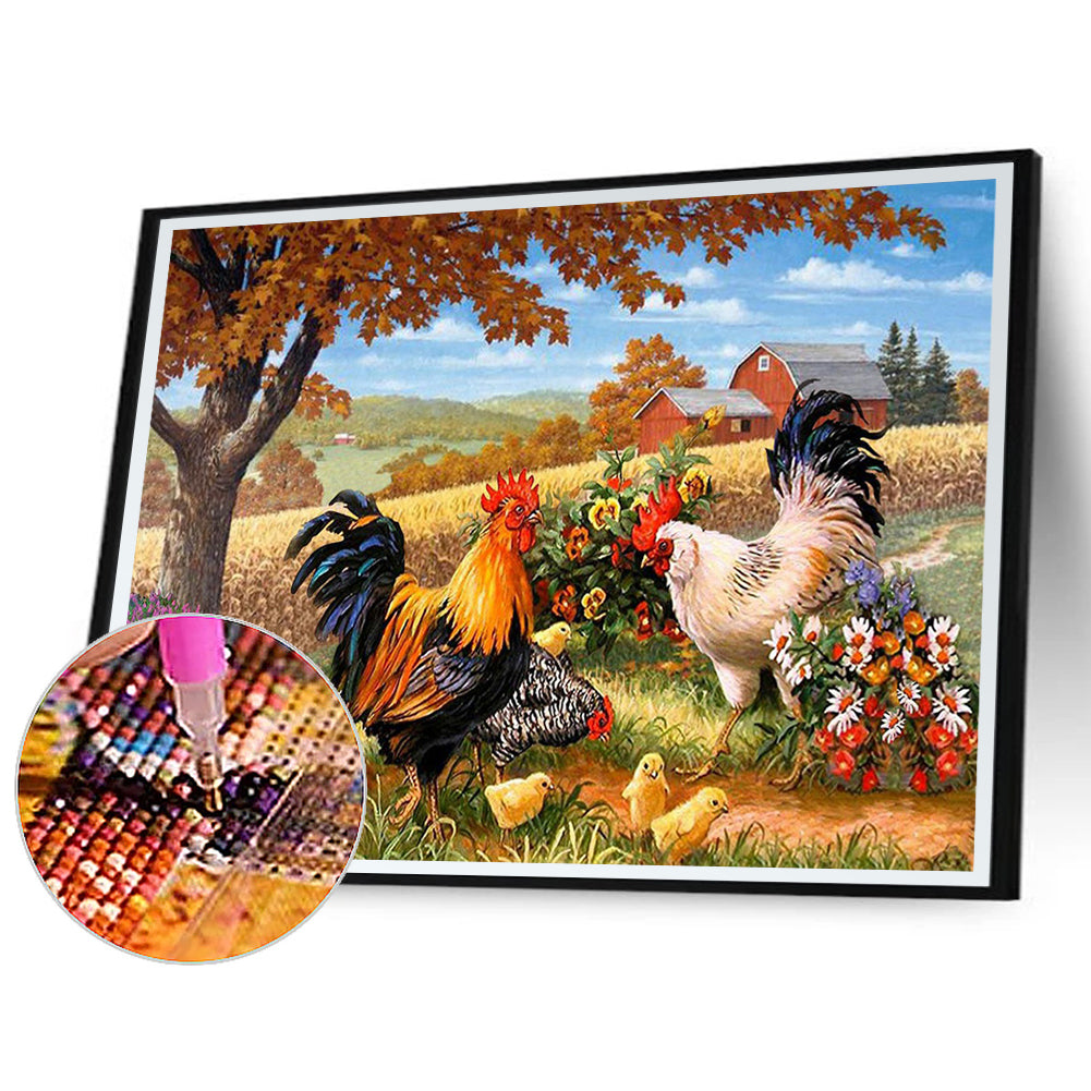 Chicken In The Field - Full Square Drill Diamond Painting 50*40CM