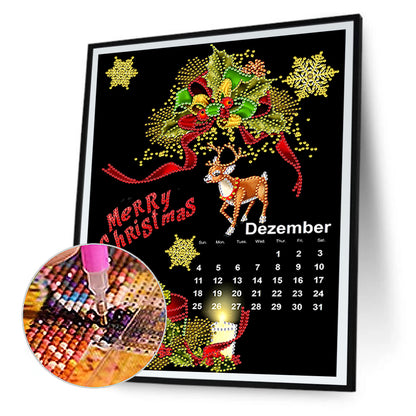 Christmas December Calendar 30*40CM(Canvas) Special Shaped Drill Diamond Painting