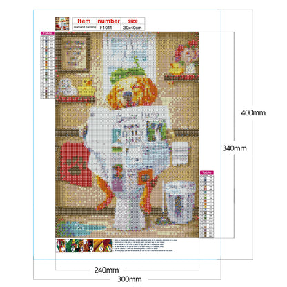 Golden Retriever Sitting On Toilet 30*40CM(Canvas) Full Square Drill Diamond Painting