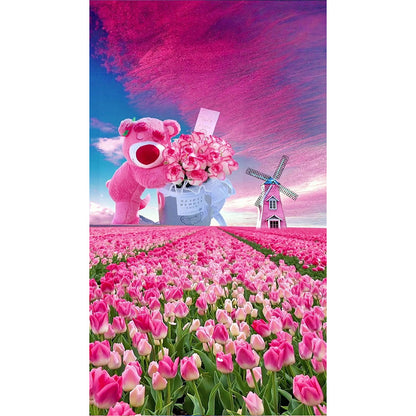 Pink Tulips 40*70CM(Canvas) Full Round Drill Diamond Painting
