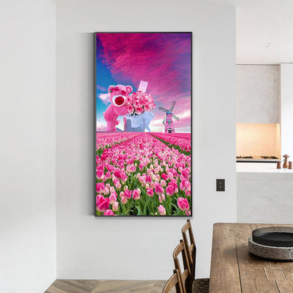Pink Tulips - Full Round Drill Diamond Painting 40*70CM