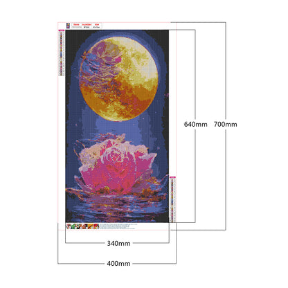 Flowers Blooming Under The Golden Moon 40*70CM(Canvas) Full Square Drill Diamond Painting
