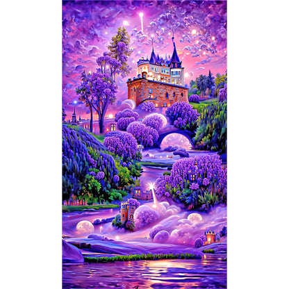 Purple Lavender Manor 40*70CM(Canvas) Full Square Drill Diamond Painting